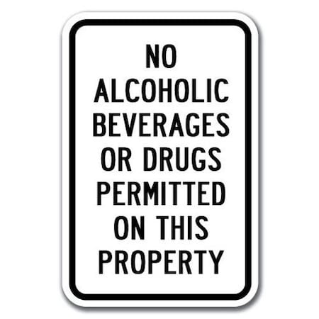 Signmission Safety Sign, 12 in Height, Aluminum, 18 in Length, Alcohol Free -No Alcoho A-1218 Alcohol Free -No Alcoho